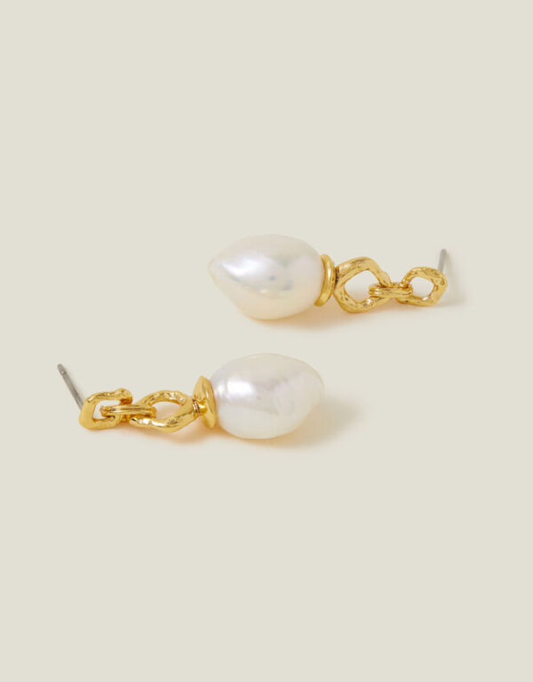 14ct Gold-Plated Pearl Drop Earrings