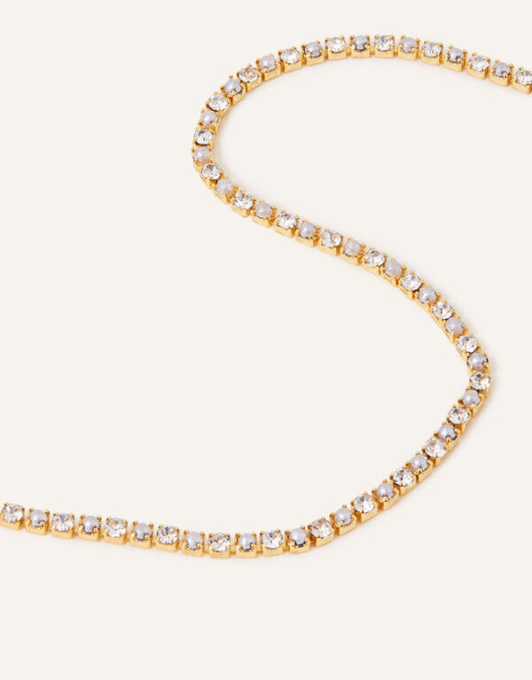 14ct Gold-Plated Pearl Sparkle Tennis Necklace