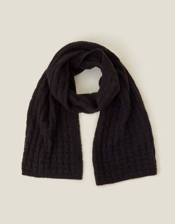 Geometric Knit Scarf Black