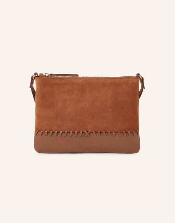 Leather Stitch Detail Cross-Body Bag Tan