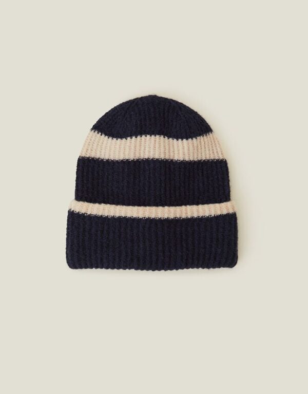 Lucy Stripe Beanie in Wool Blend