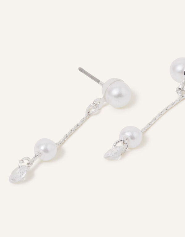 Pearl Stud Chain Drop Earrings