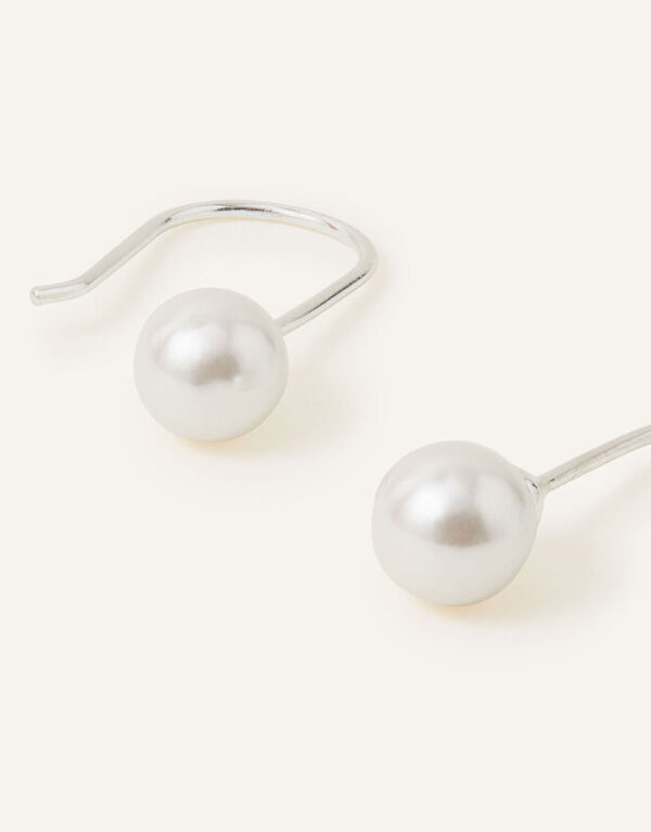 Sterling Silver Sleek Pearl Drop Earrings