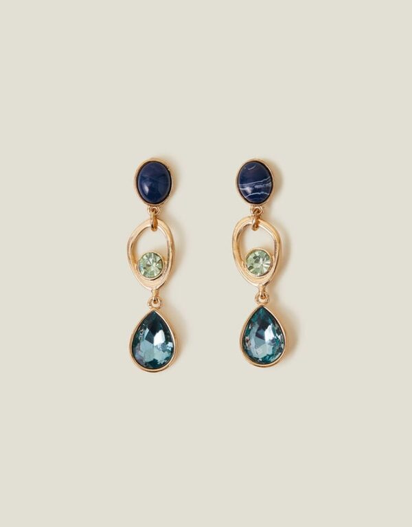 Triple Gem Teardrop Earrings